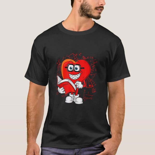 Math är min Kärlek Heart Shape Mathematics Teacher T Shirt (Framsida)
