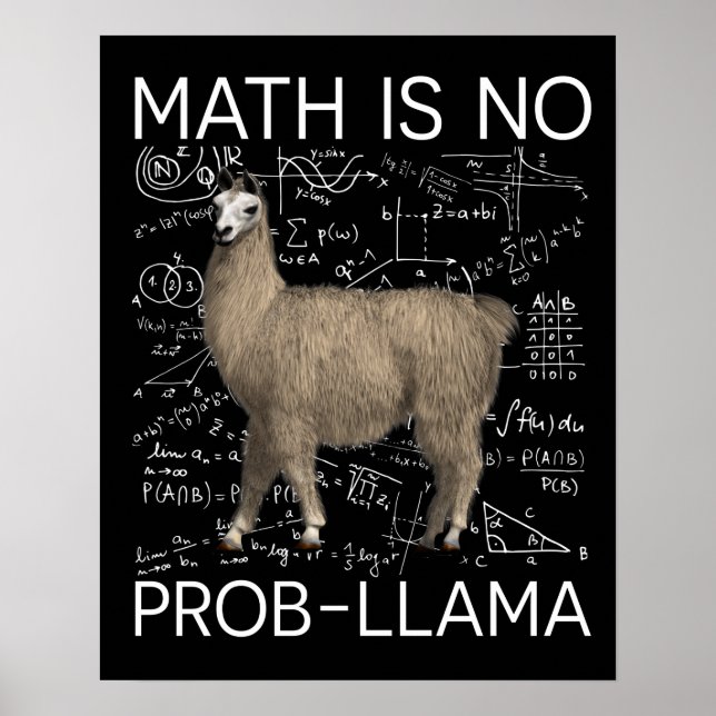 Math är No Prob-Llama - Math Llama Teacher Poster (Framsidan)
