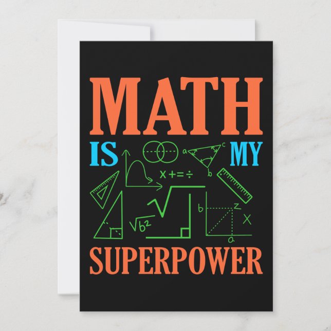 Math är Superpower Teacher Mathematics Math Tack Kort (Framsida)