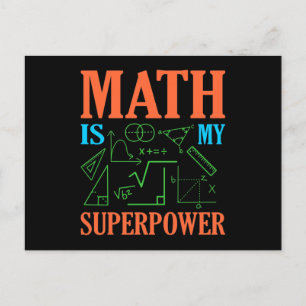 Math är Superpower Teacher Mathematics Math Vykort