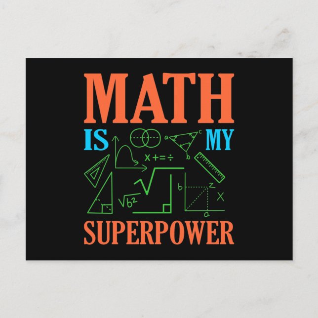 Math är Superpower Teacher Mathematics Math Vykort (Framsida)