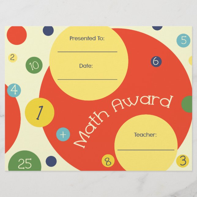 Math Award Student Certificate Polka dots (Framsida)