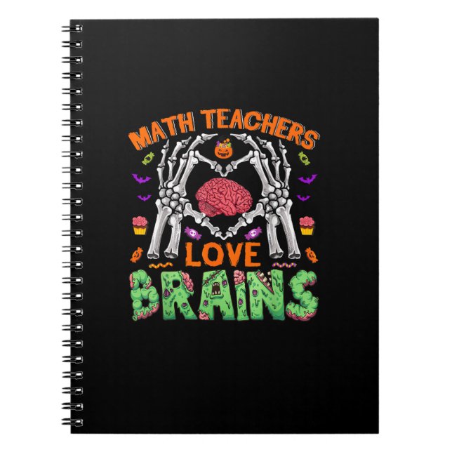 Math Brain Heart Skeleton Hand Zombie Halloween Anteckningsbok (Framsidan)
