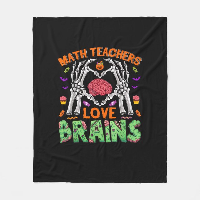 Math Brain Heart Skeleton Hand Zombie Halloween Fleecefilt (Framsidan)