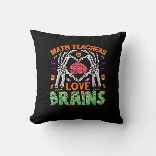 Math Brain Heart Skeleton Hand Zombie Halloween Kudde (Framsida)
