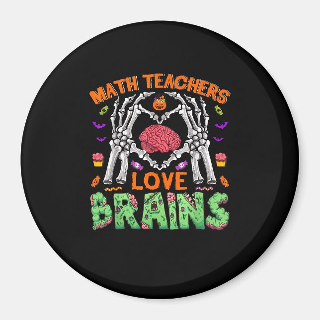 Math Brain Heart Skeleton Hand Zombie Halloween Magnet (Framsidan)