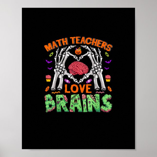 Math Brain Heart Skeleton Hand Zombie Halloween Poster (Framsidan)