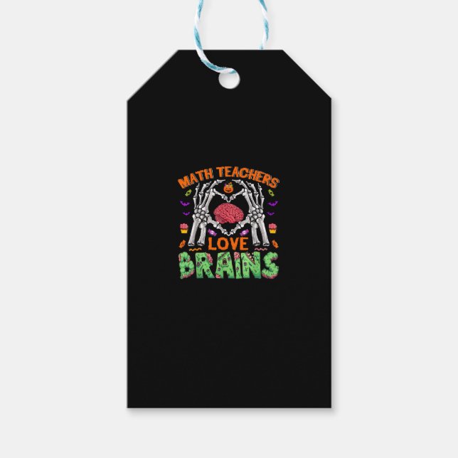 Math Brain Heart Skeleton Hand Zombie Halloween Presentetikett (Framsidan)