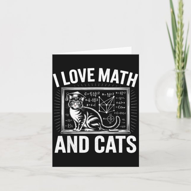 Math Cat Lover Funny Math Teacher I Love Math And  Kort (Framsida)