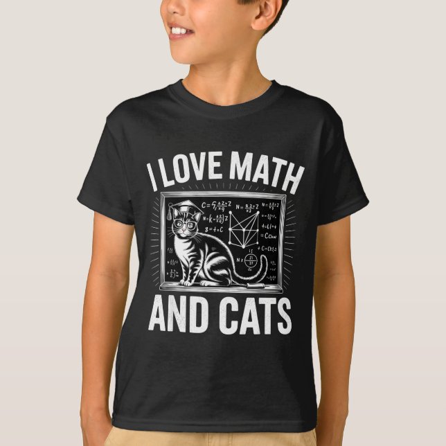 Math Cat Lover Funny Math Teacher I Love Math And  T Shirt (Framsida)