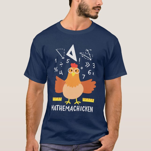 Math Chicken Gag Funny Mathemachicken Lärare T Shirt (Framsida)