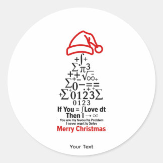 Math Christmas Tree Sticker - Love Gift Runt Klistermärke