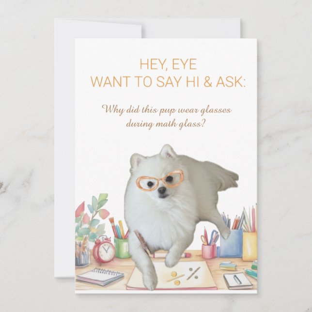 Math Class Joke Card with Punny Pup Julkort (Framsida)