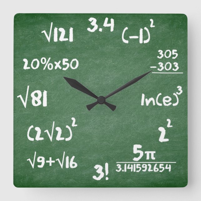 Math Clock för matematik Älskare Fyrkantig Klocka (Framsida)
