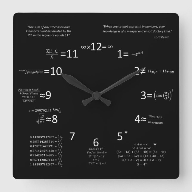 Math Clock Fyrkantig Klocka (Framsida)