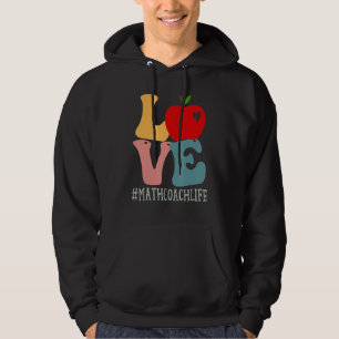 Math Coach kärlek Apple Groovy Retro Söt Tillbaka Hoodie