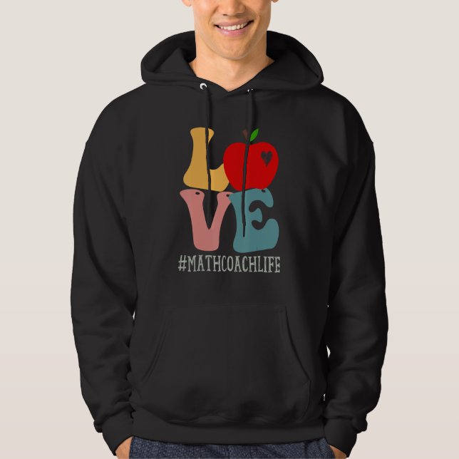 Math Coach kärlek Apple Groovy Retro Söt Tillbaka  Hoodie (Framsida)