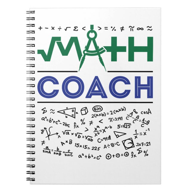 Math Coach Tutor Mathematics Teacher Anteckningsbok (Framsidan)