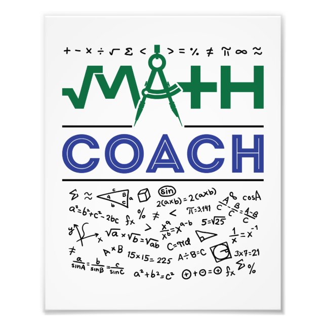 Math Coach Tutor Mathematics Teacher Fototryck (Framsidan)