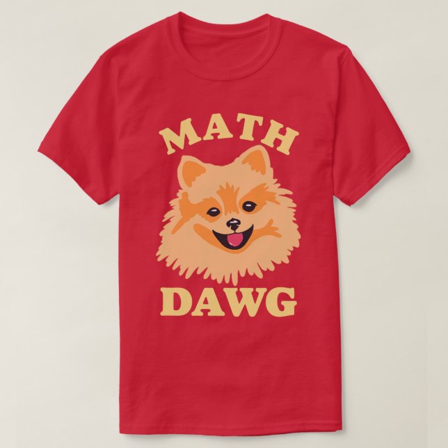 Math Dawg Cute Math Pommern Hund T Shirt (Design framsida)