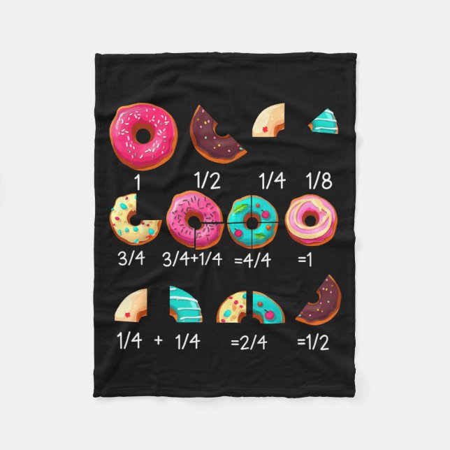 Math Donut Fraction Tillbaka till skolan lärare pr Fleecefilt (Framsidan)