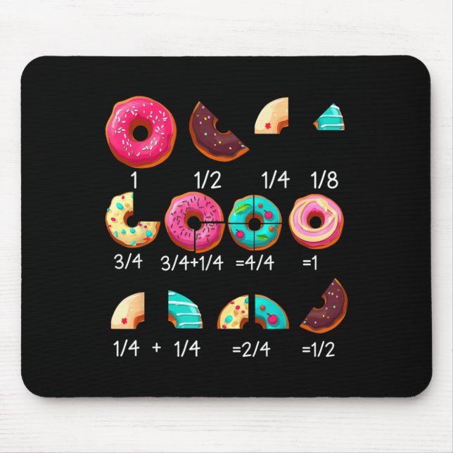 Math Donut Fraction Tillbaka till skolan lärare pr Musmatta (Framsidan)
