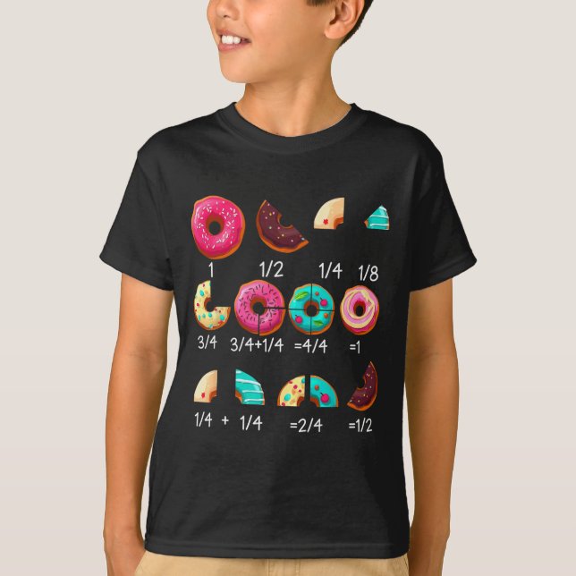 Math Donut Fraction Tillbaka till skolan lärare pr T Shirt (Framsida)