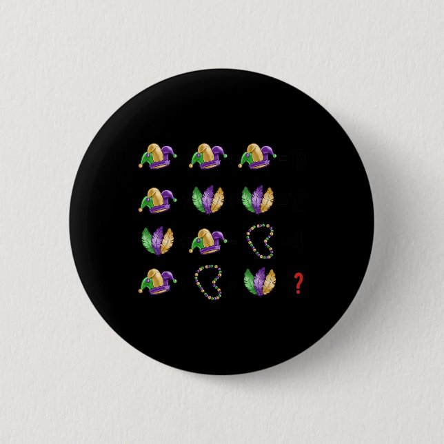 Math ekvation Mardi Gras pärlor Masker Lärare Stud Knapp (Framsida)