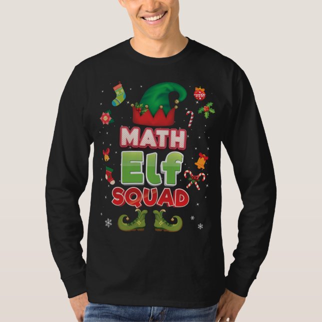 Math Elf Squad jultomten Hat Student Lärare T Shirt (Framsida)