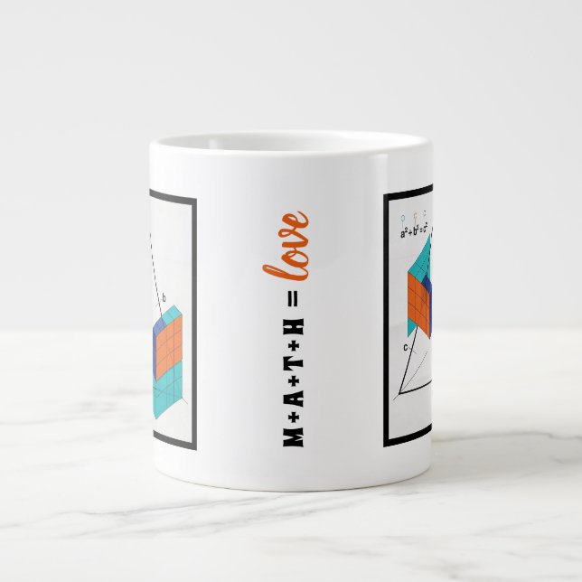 Math Equals Love 3D Pythagoras Sats Mug Jumbo Mugg (Framsidan)