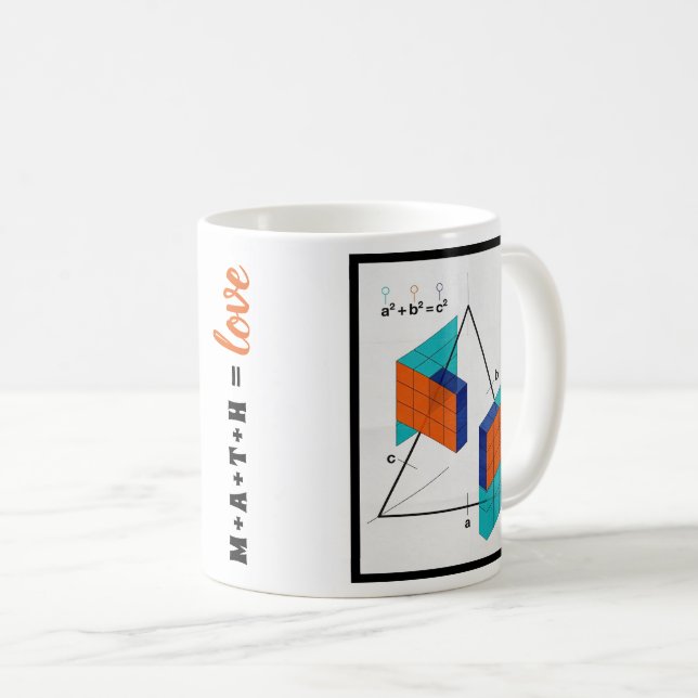 Math Equals Love 3D Pythagorean Theorem Mug Kaffemugg (Framsida höger)