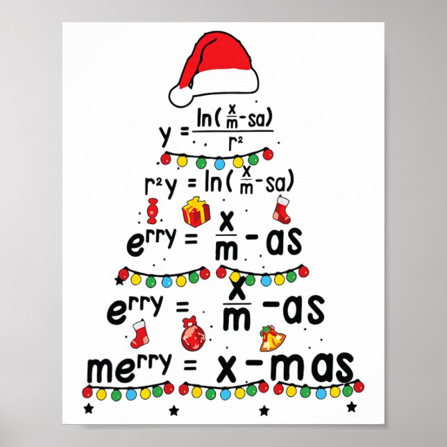 Math Equation Merry X-mas Funny Math Teacher Chris Poster (Framsidan)