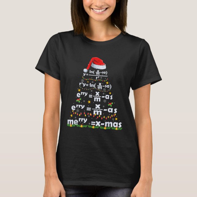 Math Equation Merry X-mas Funny Math Teacher Chris T Shirt (Framsida)