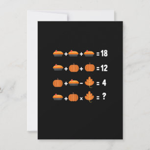 Math Equation Thanksgiving Day Funny Pumpkin Paj F Inbjudningar