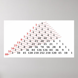 MATH Fibonacci-nummer Pascals-triangel Poster