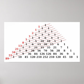 MATH Fibonacci-nummer Pascals-triangel Poster