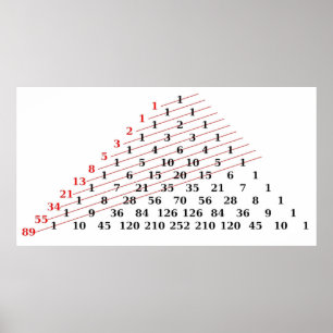 MATH Fibonacci-nummer Pascals-triangel Poster