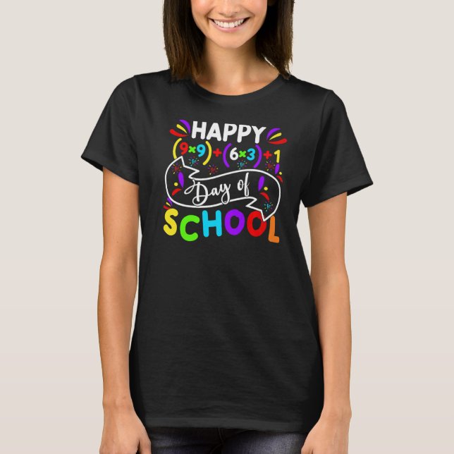 Math Formula Lycklig 100 dagar av skolmatlärare T Shirt (Framsida)