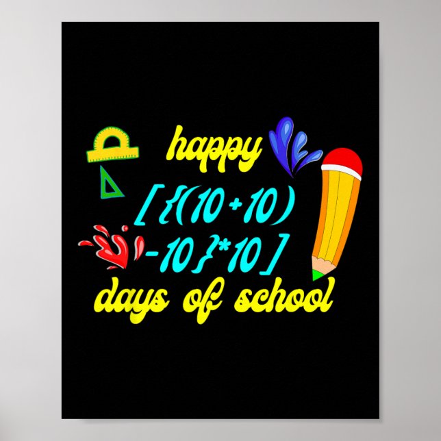 Math Formula Lycklig 100 dagar med skolfuktig mate Poster (Framsidan)