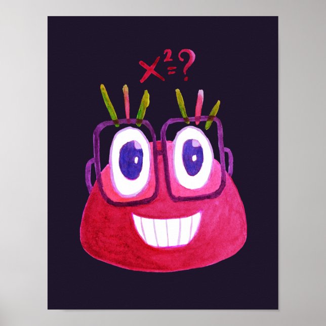 Math Geek Cute Algebra Mathematician Kids Poster (Framsidan)