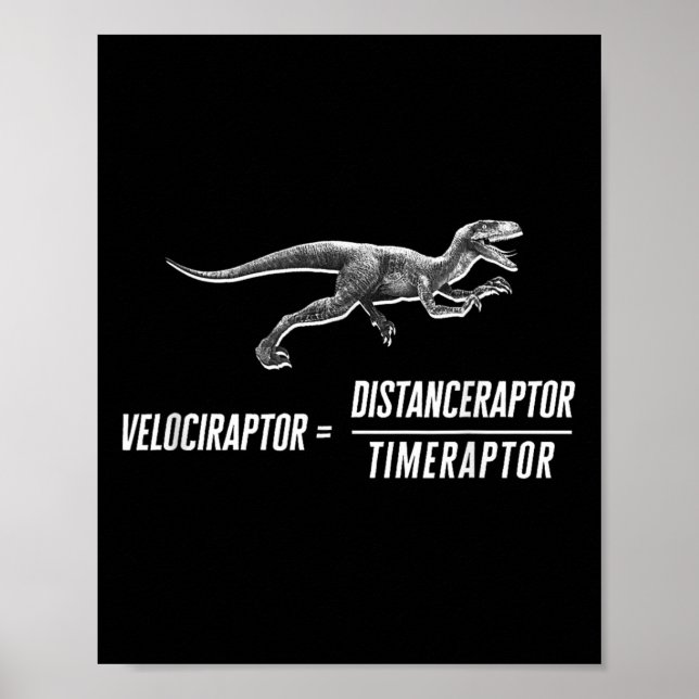 Math Geek Dinosaur Velociraptor Equation V2 Poster (Framsidan)