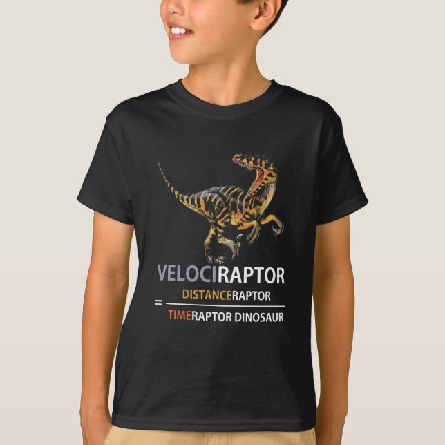 Math Geek Dinosaur Velociraptor T Shirt (Framsida)