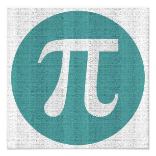 Math geek Pi-symbol, blå cirkel och siffror. Fototryck