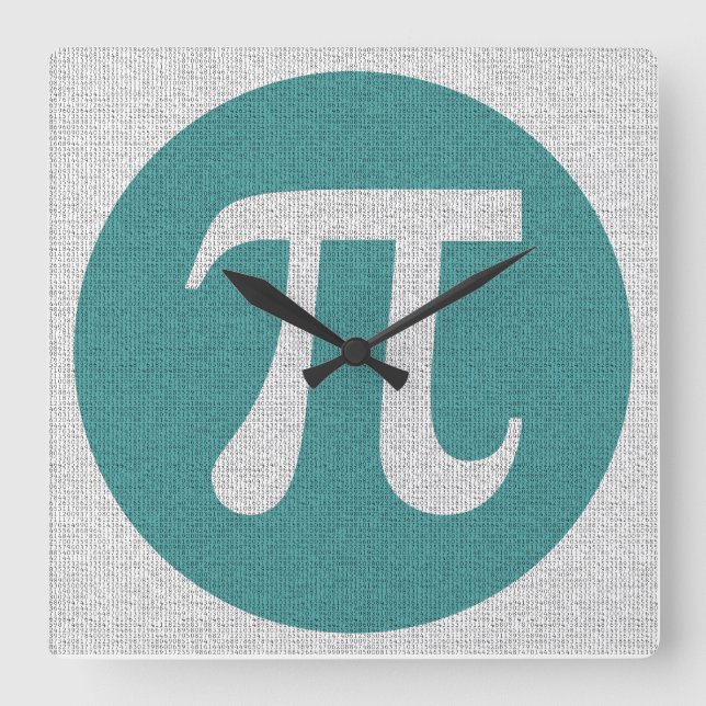 Math geek Pi-symbol, blå cirkel och siffror. Fyrkantig Klocka (Framsida)