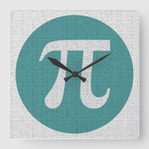 Math geek Pi-symbol, blå cirkel och siffror. Fyrkantig Klocka