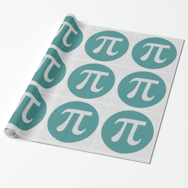 Math geek Pi-symbol, blå cirkel och siffror. Presentpapper (Utrullad)