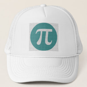 Math geek Pi-symbol, blå cirkel och siffror. Truckerkeps