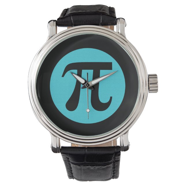 Math geek Pi-symbol, blå på svart Armbandsur (Framsida)