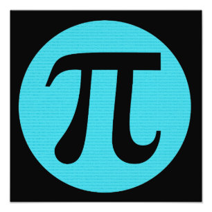 Math geek Pi-symbol, blå på svart Fototryck
