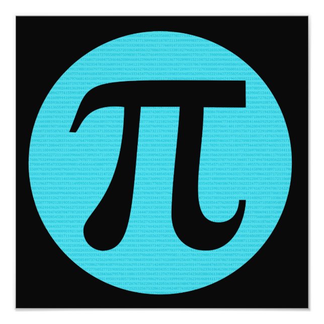 Math geek Pi-symbol, blå på svart Fototryck (Framsidan)